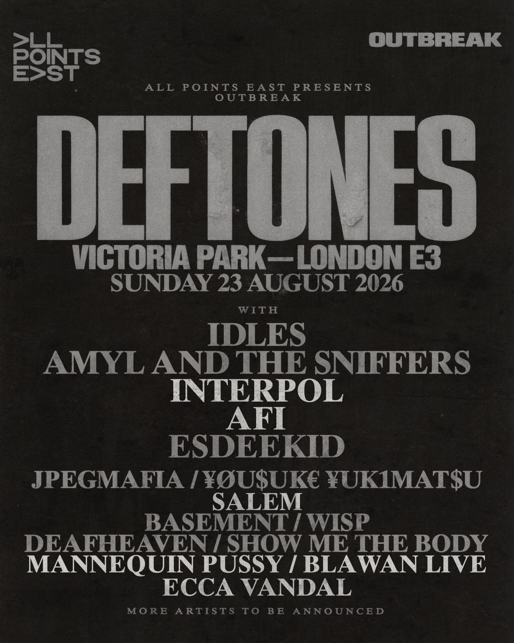 Deftones at All Points East + Outbreak: Interpol, AFI and Salem added to the line up