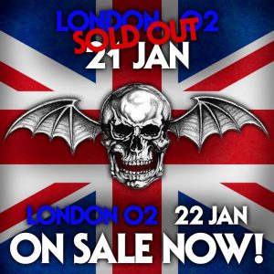 AVENGED SEVENFOLD ADD A SECOND NIGHT AT LONDON'S O2