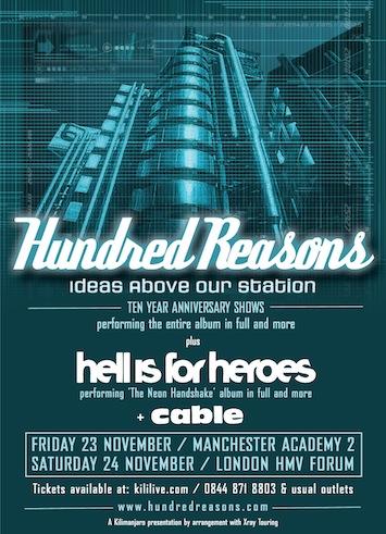 HUNDRED REASONS AND HELL IS FOR HEROES TEAM UP TO PERFORM DEBUT ALBUMS FOR SPECIAL SHOWS